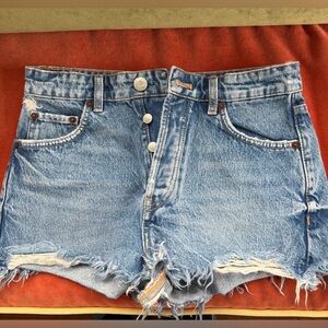 Zara Blue Distressed Jean Shorts